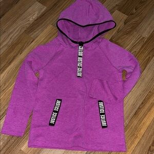 Justice Purple Hoodie with Kangaroo Pocket and Quarter Zip